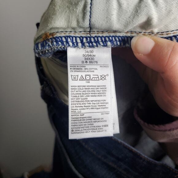 GAP 1969 Men's Slim Dark Wash Straight Boot Cut Jeans W 34 X 30 L - Picture 8 of 12